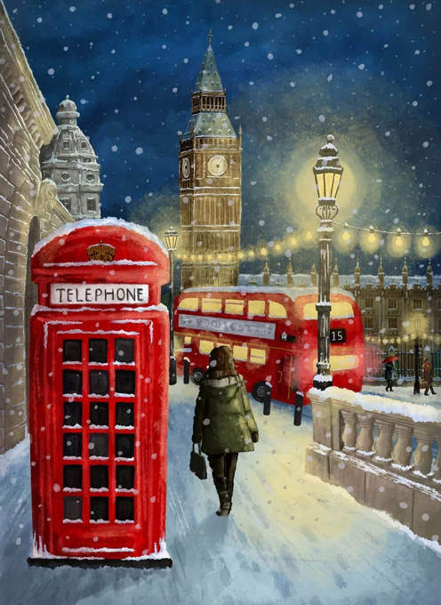 Telephone on a Snowy London Night