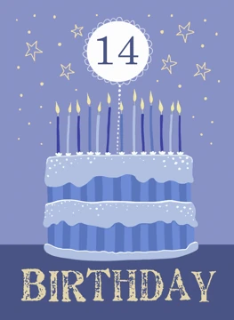 14th Birthday Blue Cake
