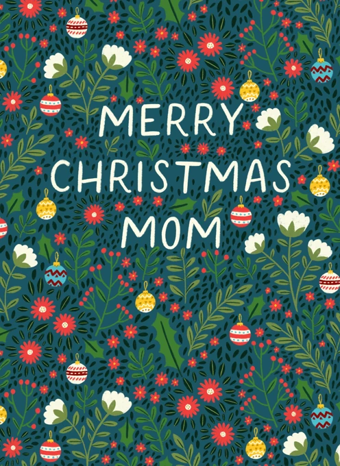 Floral Merry Christmas Mom