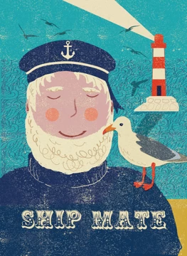 Coastal Fishing Retro Style Card