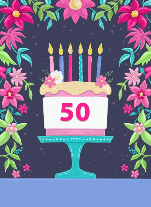 50th Birthday Cake & Florals