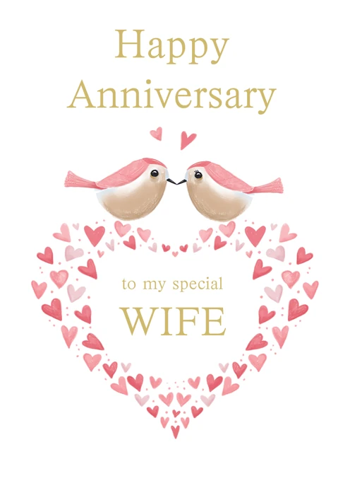 Happy Anniversary Wife - Cute Love Birds