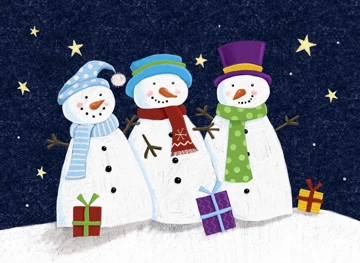 Three Snowmen Under the Stars Christmas Holiday