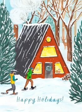 Winter Cottage Happy Holidays