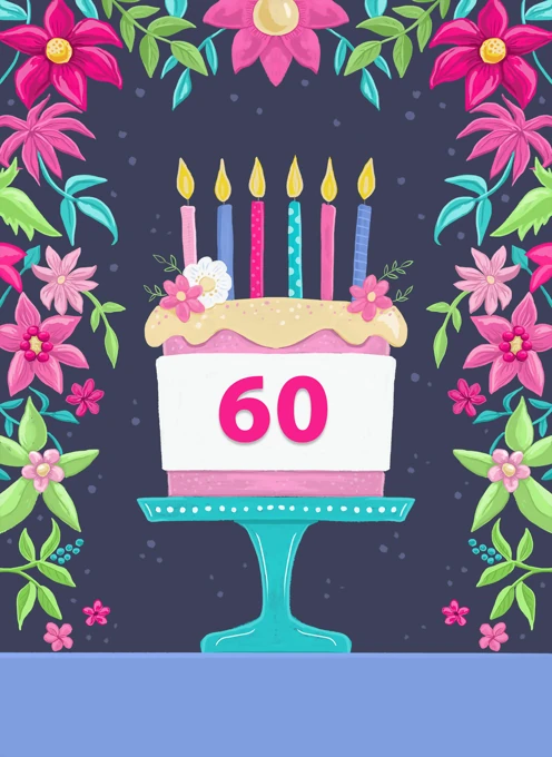 60th Birthday Cake & Florals