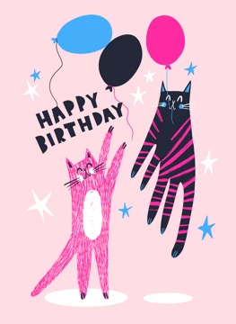 Happy Birthday Cats & Balloons
