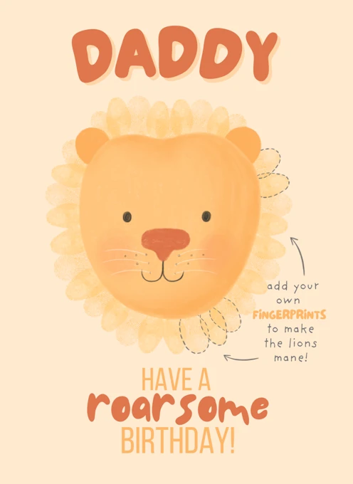 Daddy Have a Roarsome Birthday - Fingerprint Keepsake