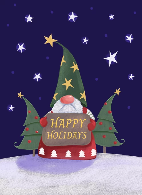 Happy Holidays Gnome Character