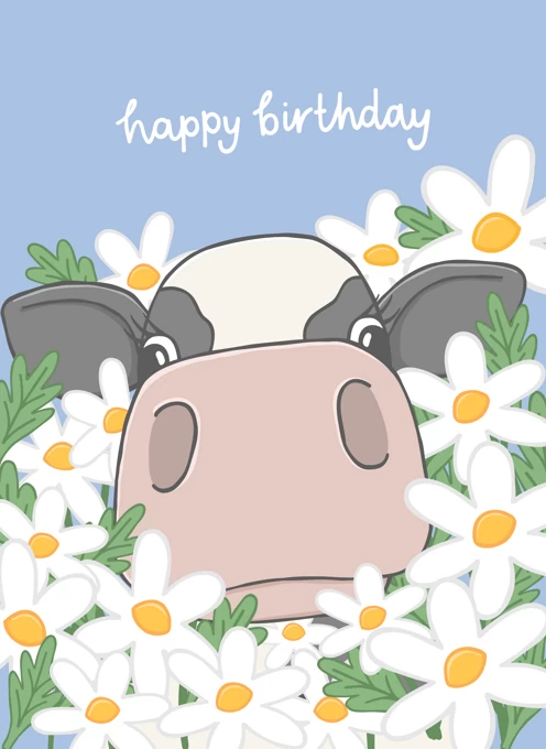 Friendly Cow Birthday Card