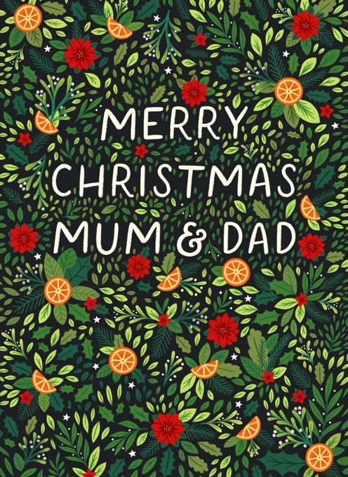 Floral Merry Christmas Mum & Dad