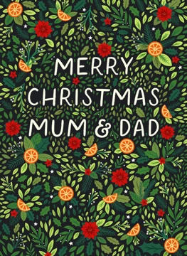 Floral Merry Christmas Mum & Dad