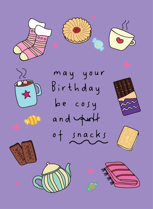 Cosy Birthday Wishes Full of Snacks