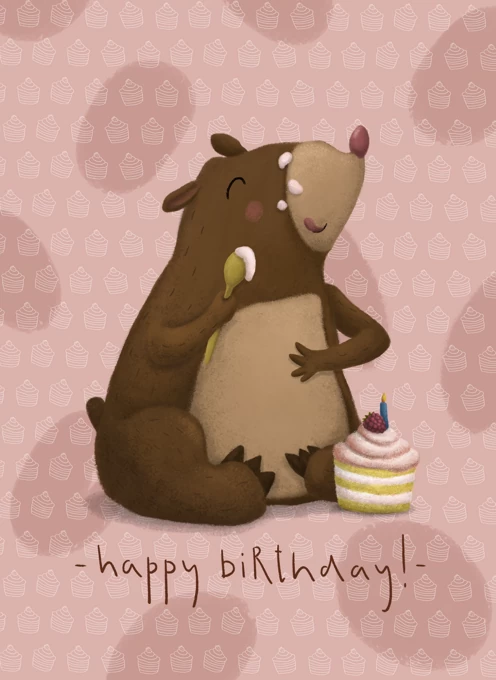 Happy Birthday! Bear with Cake