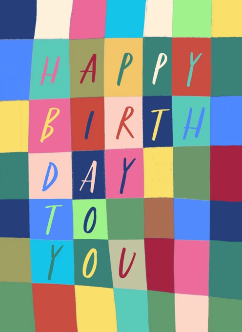 Colourful Checkerboard Happy Birthday To You
