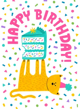 Happy Birthday Confetti Cat