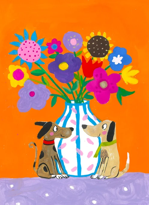 Two Dogs Flower vase
