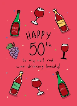 Happy 50th - Red Wine Drinking Buddy