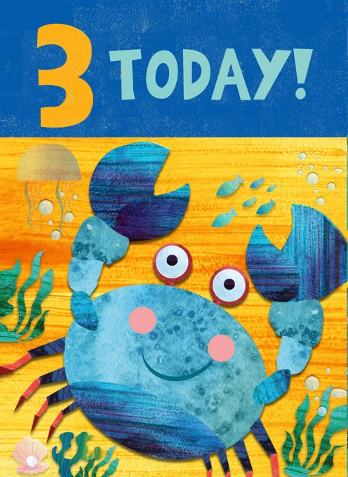 Cute Crab Age 3 Birthday