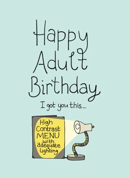 Happy Adult Birthday Menu