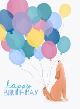Happy Birthday Balloons - Cute Dog