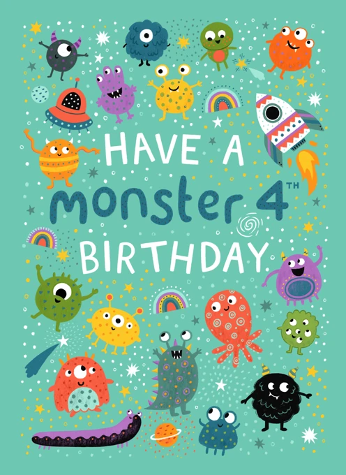 Have a Monster 4th Birthday - Aliens & Space