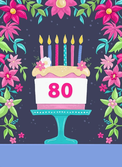 80th Birthday Cake & Florals