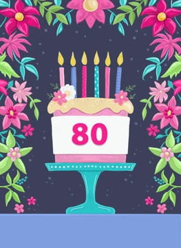 80th Birthday Cake & Florals