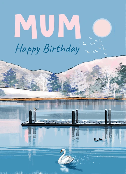 Mum Happy Birthday Lakeside Scene