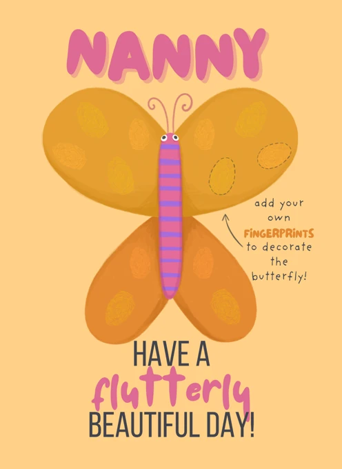 Nanny Have a Flutterly Beautiful Day - Fingerprint Keepsake