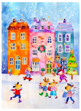 Happy Holidays Snow Village