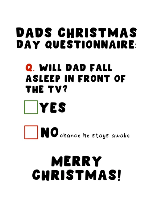 Dad's Christmas Day Questionnaire