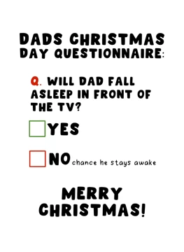 Dad's Christmas Day Questionnaire
