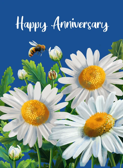 Happy Anniversary - Daisies & Bee