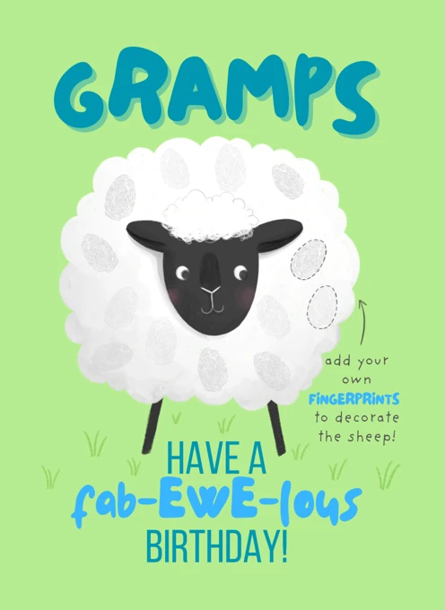 Gramps Have a Fab-Ewe-lous Birthday - Fingerprint Keepsake