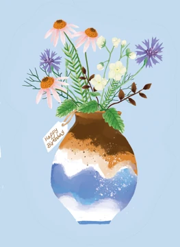 Happy Birthday Floral Vase