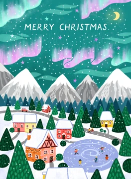 Merry Christmas Auroral Village Northern Lights