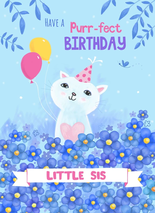 Little Sister Purr-fect Birthday Cat