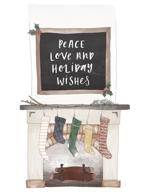 Peace, Love & Holiday Wishes Fireplace