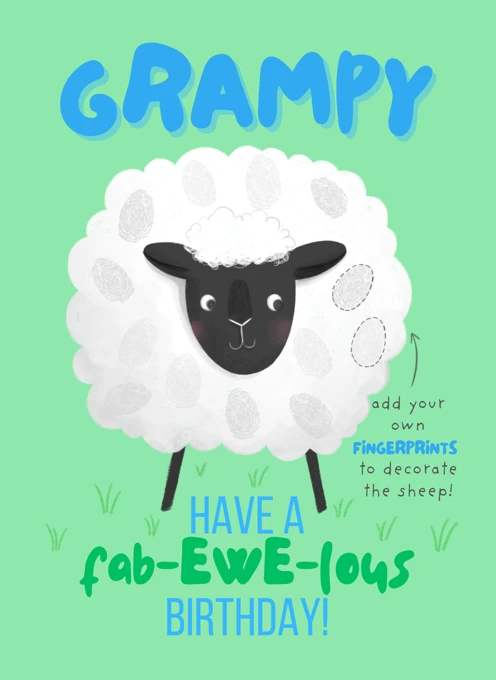Grampy Fab-Ewe-lous Birthday - Fingerprint Keepsake