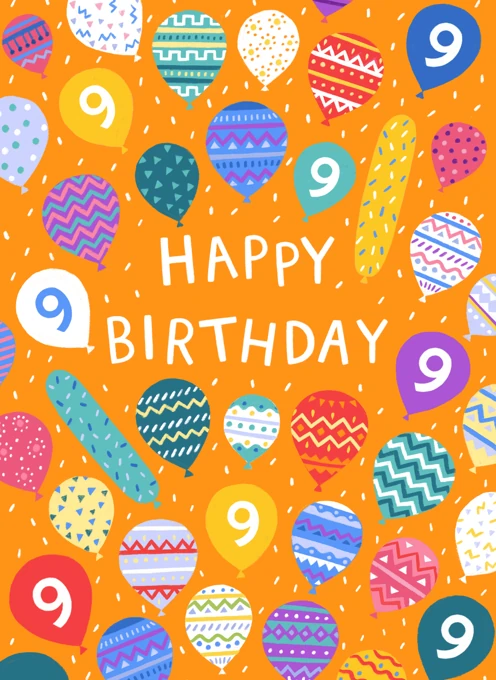 Happy 9th Birthday Balloons