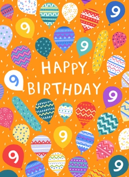 Happy 9th Birthday Balloons