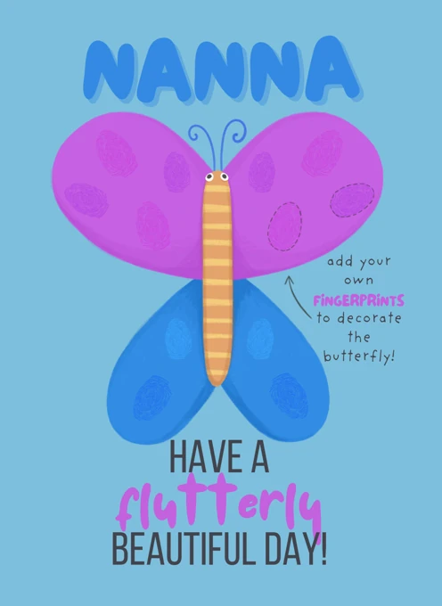Nanna Have a Flutterly Beautiful Day - Fingerprint Keepsake