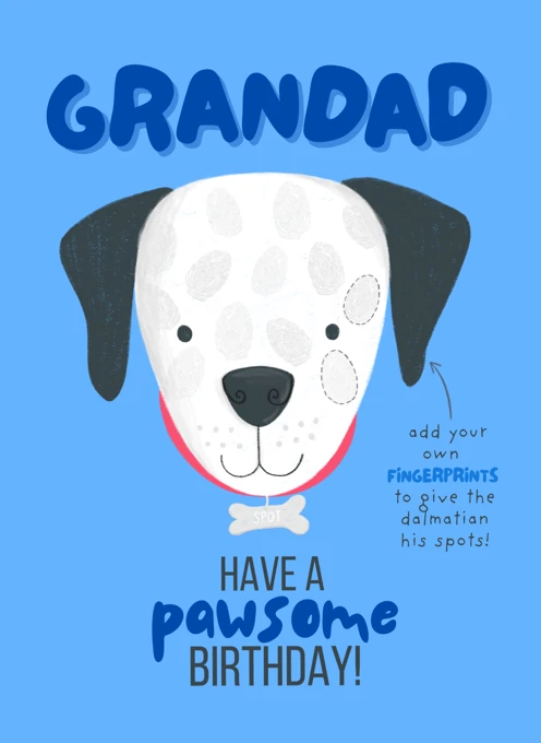 Grandad Have a Pawsome Birthday - Fingerprint Keepsake