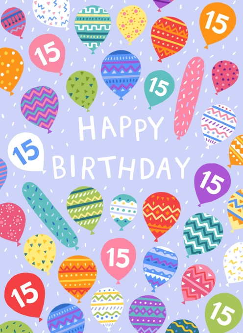 Happy 15th Birthday Balloons