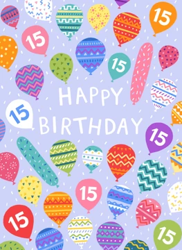 Happy 15th Birthday Balloons