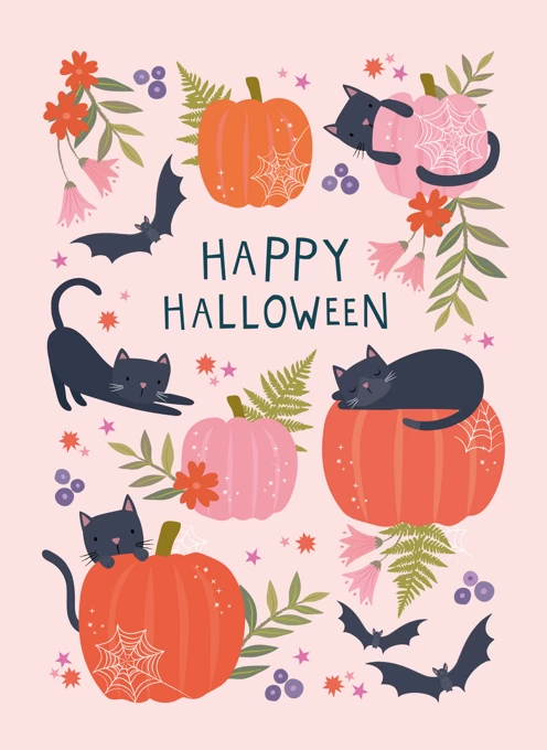 Happy Halloween Pumpkin Cats