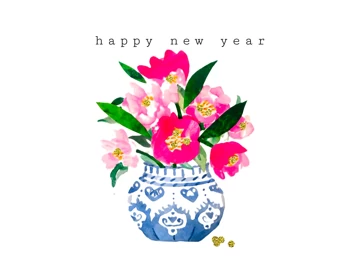 New year pink flowers and vase