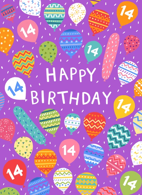Happy 14th Birthday Balloons