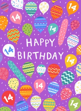 Happy 14th Birthday Balloons
