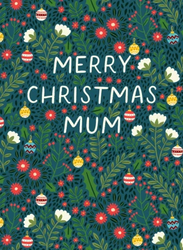 Floral Merry Christmas Mum